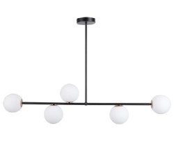 Lampa  wisząca pozioma czarna sszklane mleczne klosze Gama 5.jpg