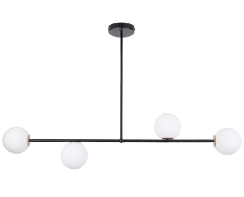 Sufitowa lampa wisząca pozioma w kolorze  czarnym mleczne  klosze Gama 4.jpg