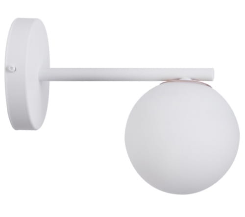 Kinkiet w kolorze białym z mlecznym szklanym kloszem Gama.jpg