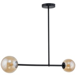 Lampa  sufitowa wisząca, szklane kule - Roma 2 klosze bursztynowe