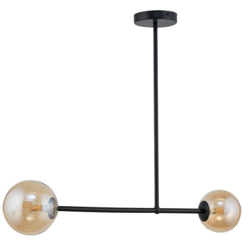 Lampa  sufitowa wisząca, szklane kule - Roma 2 klosze bursztynowe