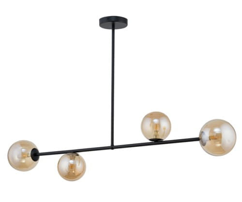 Lampa sufitowa , szklane kule - Roma 4, klosze bursztynowe