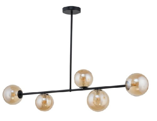 Lampa sufitowe, szklane kule - Roma 5 klosze bursztynowe