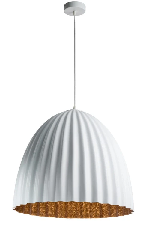 Telma Sigma biała lampa wisząca  do kuchni średnica 50, 70cm środek miedziany, złoty