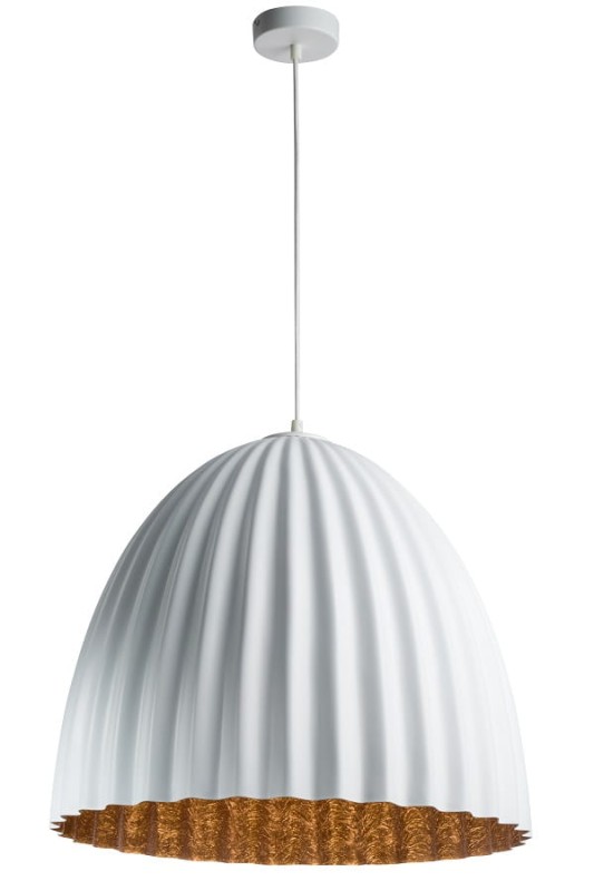 Telma Sigma biała lampa wisząca  do kuchni średnica 50, 70cm środek miedziany, złoty