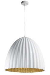 Telma Sigma biała lampa wisząca  do kuchni średnica 50, 70cm środek  złoty