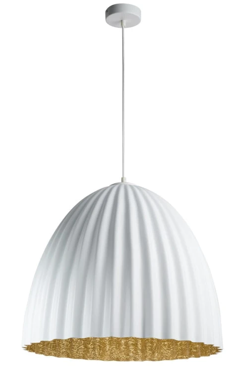 Telma Sigma biała lampa wisząca  do kuchni średnica 50, 70cm środek  złoty