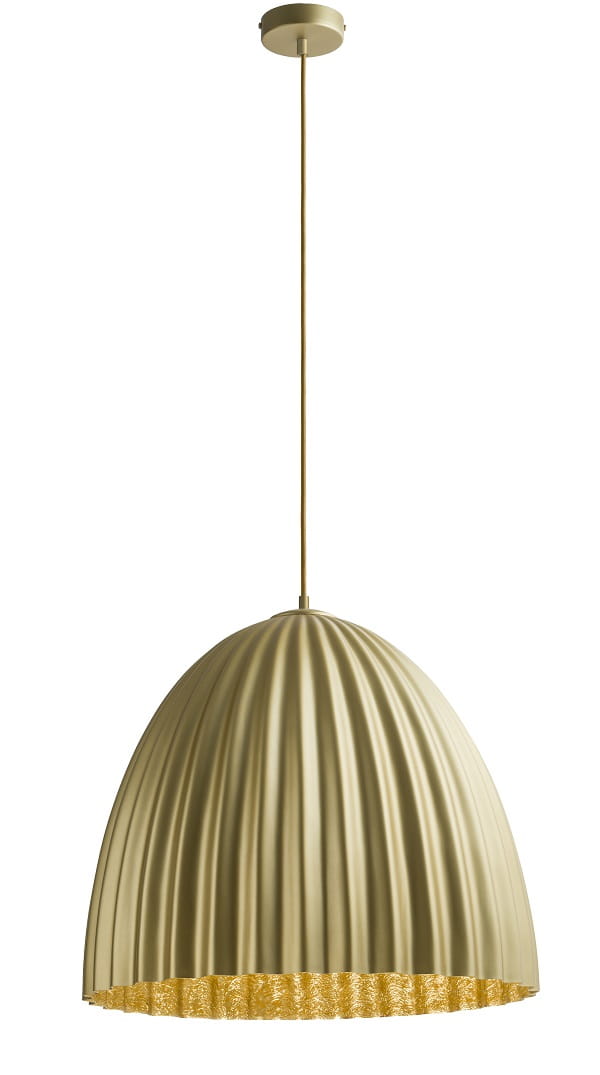 Telma Sigma M złota lampa wisząc ryflowana średnica 50, 70cm