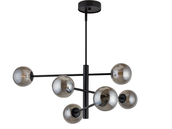 Lampa wisząca, szklane kule - Oro 6 klosze szare