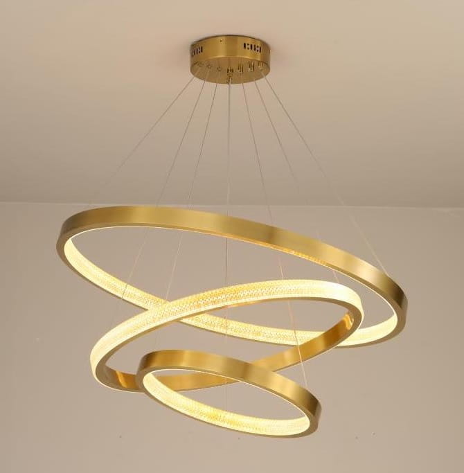 Żyrandol LED, pierścienie - Dona 80 - mosiądz, ø 80cm