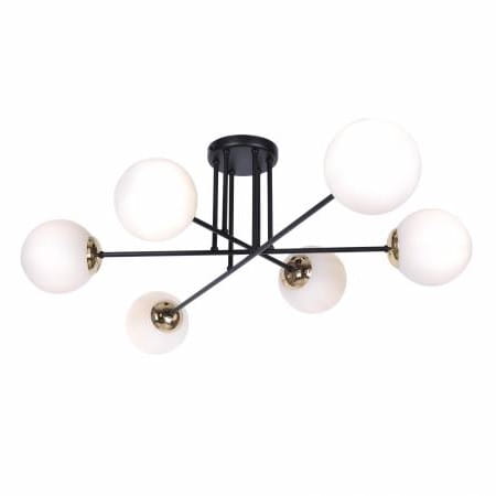 lampa sufitowa czarna sześć szklanych białych kloszy isla-6