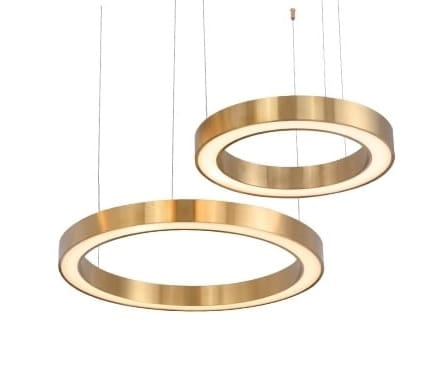Lampa wisząca, dwa pierścienie LED - Elgado Ring - mosiądz, ø 40, 60cm