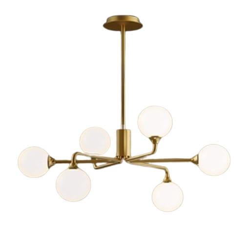 Lampa sufitowa LED - Brog -  mosiężna do salonu, białe klosze