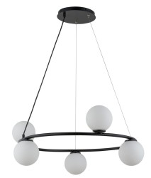 Lampa wisząca, białe kule - Gama Sigma 5  kolor czarny
