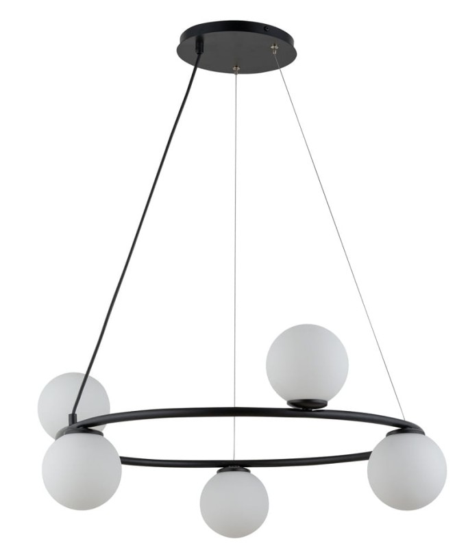 Lampa wisząca, białe kule - Gama Sigma 5  kolor czarny