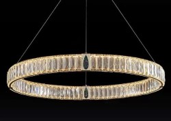 Żyrandol kryształowy, LED - Leli - złoty ring, ø 60cm