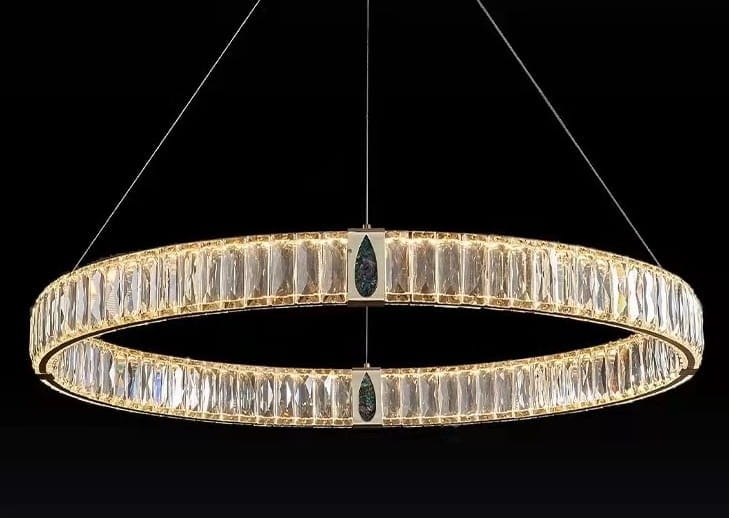 Żyrandol kryształowy, LED - Leli - złoty ring, ø 60cm