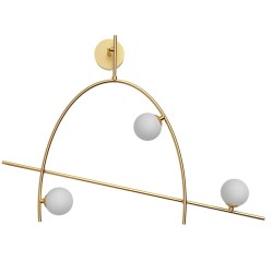 Lampa ścienna Freedom, kolor złoty, lampa LED, trzy białe klosze, kinkiet