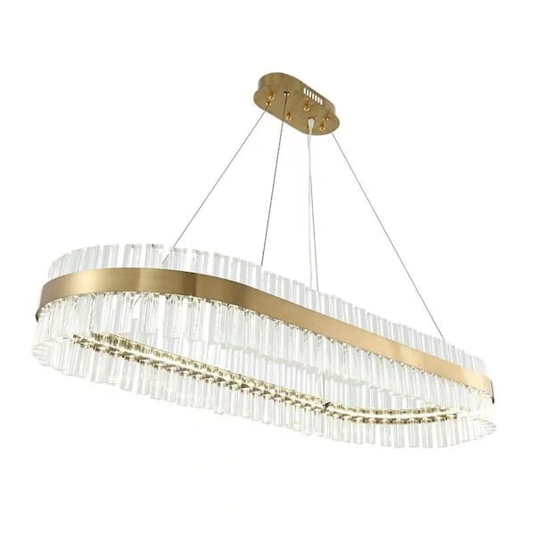 Podłużny, owalny żyrandol  kryształowy, LED – Hobolin Long 85cm