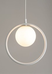 lampa wisząca pierścień z kulą Agua 1 biała światło