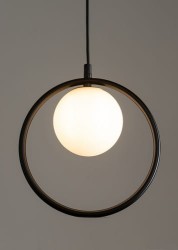 lampa wisząca pierścień z kulą Agua 1 czarna światło