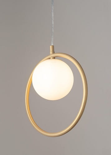lampa wisząca pierścień z kulą Agua 1 złota światło