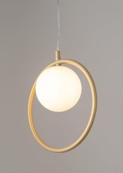 lampa wisząca pierścień z kulą Agua 1 złota światło