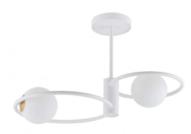 sufitowa lampa, dwa pierścienie dwa białe klosze- Aqua S2 biała
