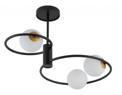 sufitowa lampa dwa pierścienie, trzy białe kule - Aqua S3