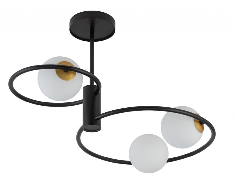sufitowa lampa dwa pierścienie, trzy białe kule - Aqua S3