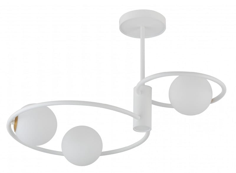 sufitowa lampa dwa pierścienie, trzy białe kule - Aqua S3 biała