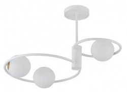 sufitowa lampa dwa pierścienie, trzy białe kule - Aqua S3 biała