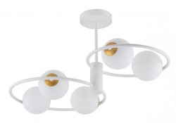 sufitowa lampa, dwa pierścienie, pięć kul Aqua S5 biała
