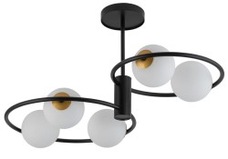sufitowa lampa, dwa pierścienie, pięć kul Aqua S5