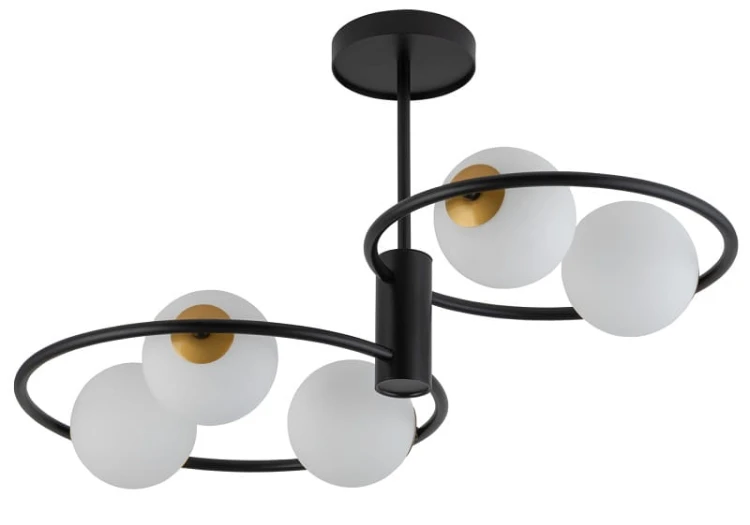 sufitowa lampa, dwa pierścienie, pięć kul Aqua S5