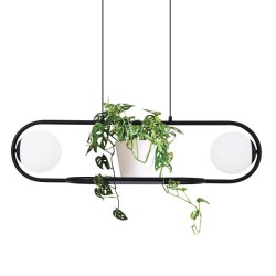 lampa wisząca kwietnik, czarna elipsa, mleczne klosze-Finestra kwietnik oświetlenie wyspy w kuchni
