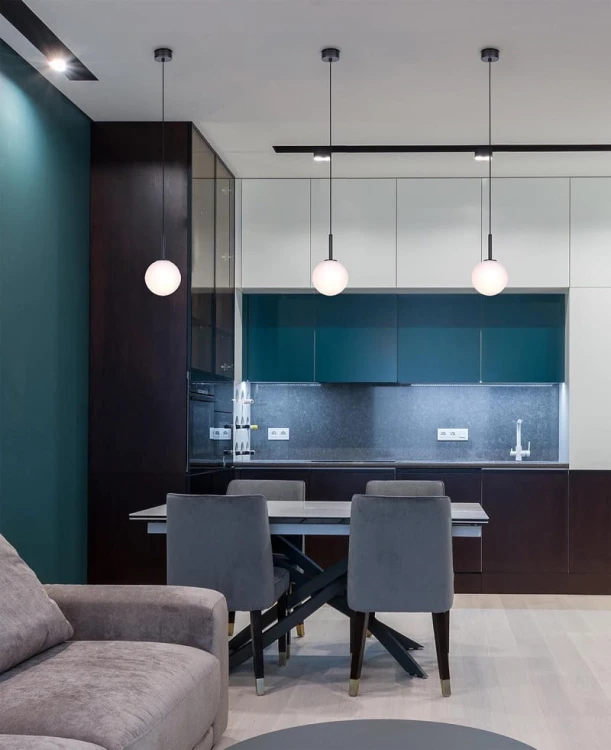 oświetlenie małej kuchni, wyspa, blat roboczy lampa mleczna kula Faro 14.jpg