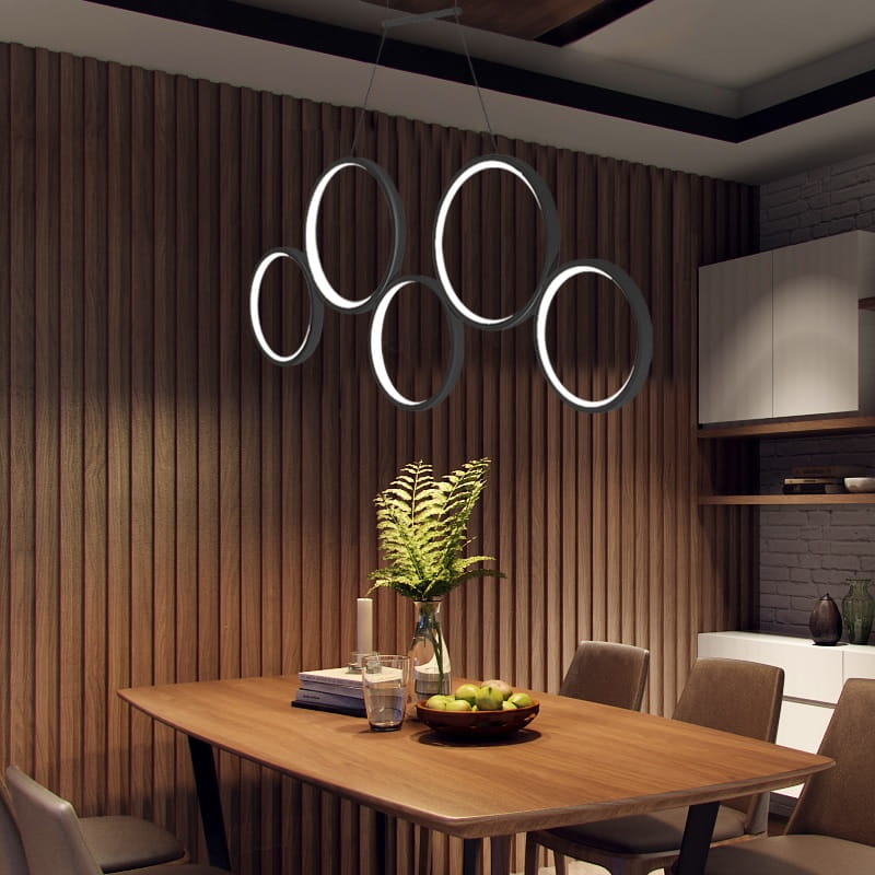 Pierścienie LED, biała lampa wisząca Anulus Black.jpg