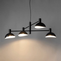 Artis 4 - czarna lampa wisząca, cztery klosze, zapalona  40529.jpg
