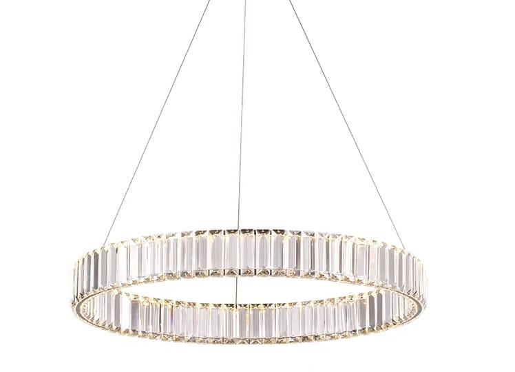 Kikim Crystal  80 kryształowy żyrandol, pierścień LED 80cm kolor mosiądz