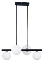 Lampa sufitowa czarna, białe klosze Kama  4.jpg