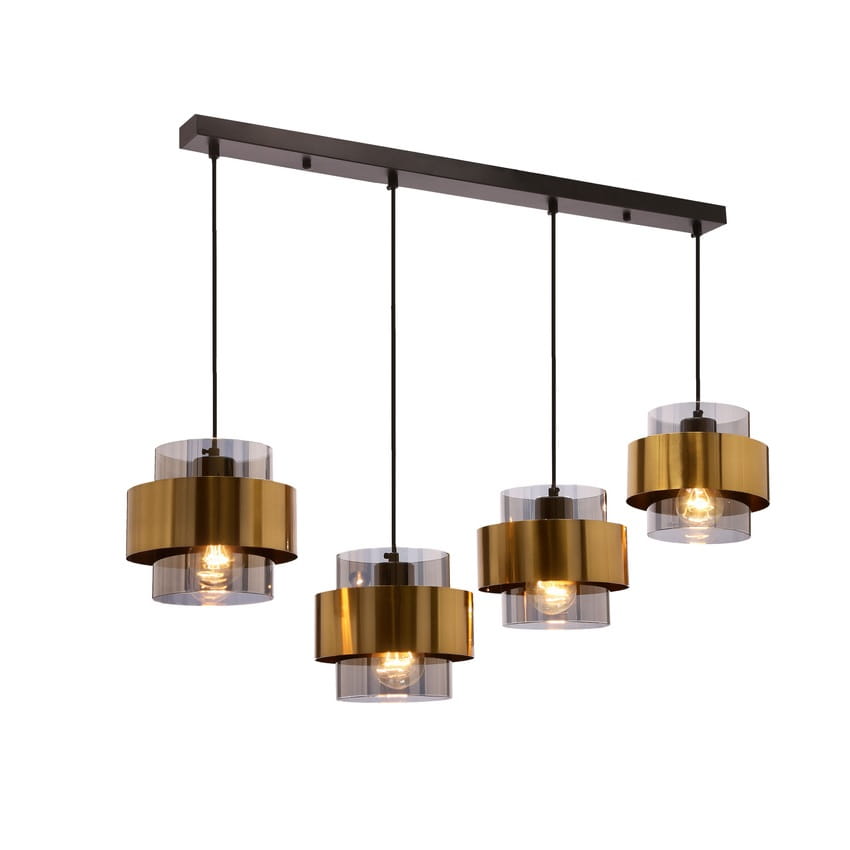 Liniowa lampa wisząca, trzy bezbarwne klosze, Spiega 4.jpg