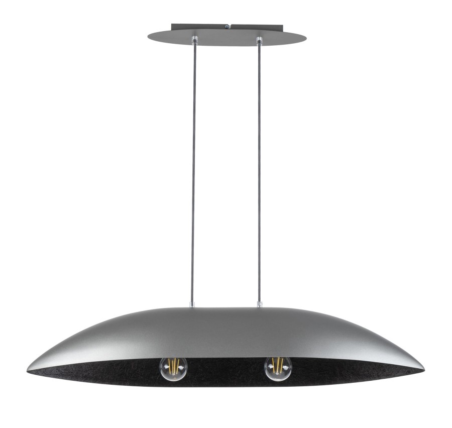 Lampa wisząca nad stół do jadalni Gondola M srebrno czarna.jpg
