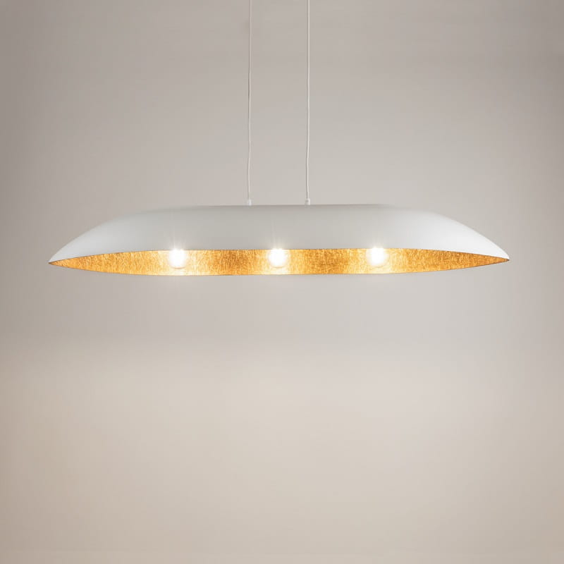 Wisząca lampa nad stół do jadalni Gondola M biały miedziany 40638.jpg