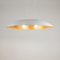 Wisząca lampa nad stół Gondola M biały miedziany 40639.jpg