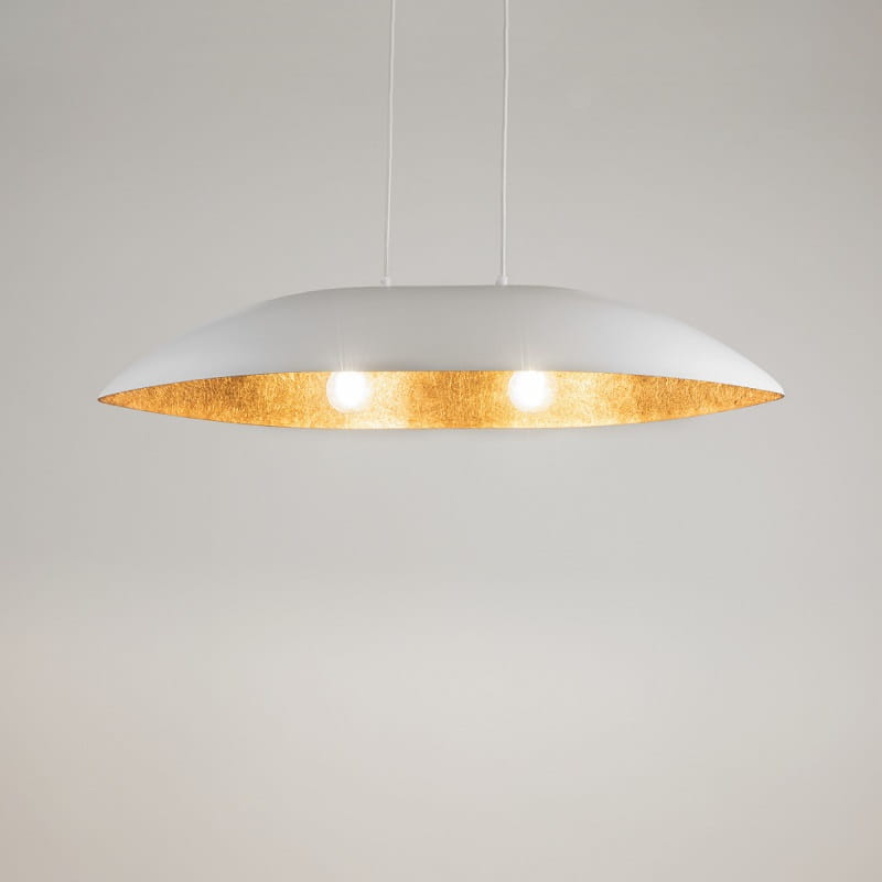 Wisząca lampa nad stół Gondola M biały miedziany 40639.jpg