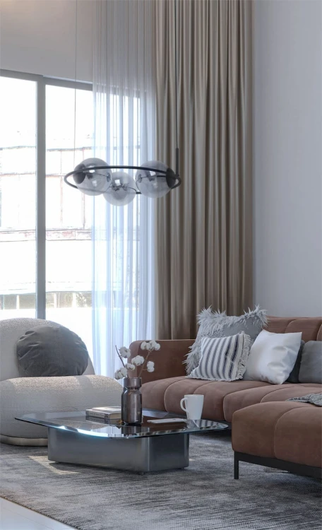 Lampa wisząca okrągła czarna, trzy klosze szklane grafitowe – Davos Ring 50 aranżacje.jpg