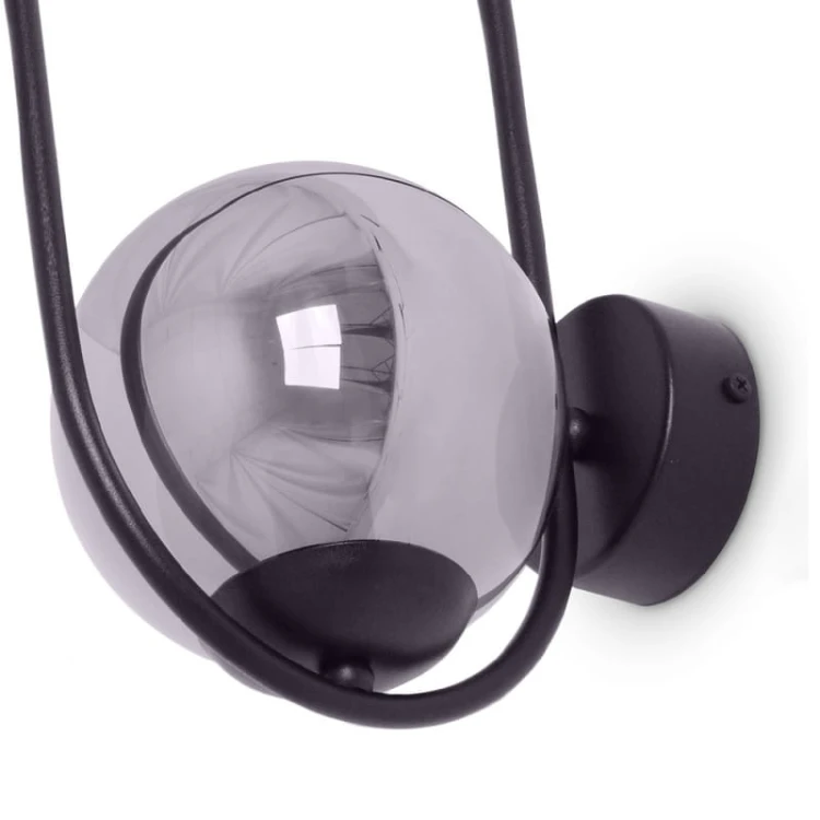 Kinkiet nowoczesny, klosz szklany grafitowy - Davos K  szczegół.jpg