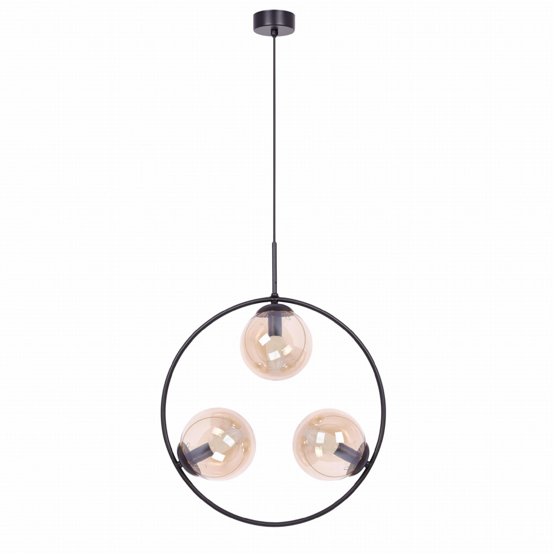 Okrągła lampa wisząca, bursztynowe kule, Venta okrągła 50.jpg