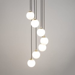 Lampa wisząca, siedem szklanych kul, Piano Spiral 7.jpg